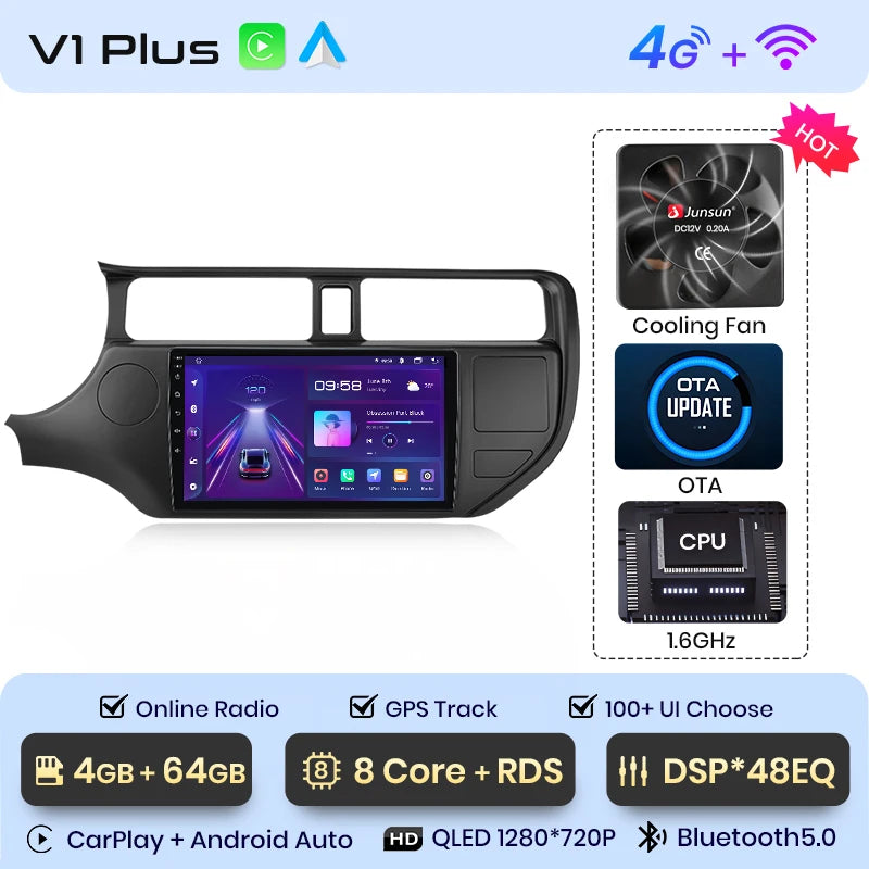 Junsun V1plus AI Voice 2 din Android Auto Radio For KIA RIO 2011-2015 Carplay Car Multimedia GPS 2din autoradio