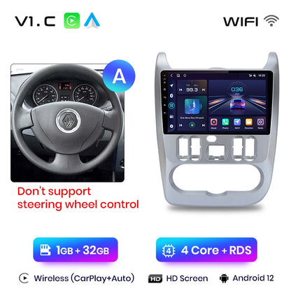 Junsun V1pro 2 din Android Auto Radio for Renault Logan 1 Sandero 2009-2013 Dacia Duster Carplay 4G Car Multimedia GPS autoradio