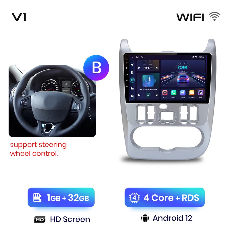 Junsun V1pro 2 din Android Auto Radio for Renault Logan 1 Sandero 2009-2013 Dacia Duster Carplay 4G Car Multimedia GPS autoradio