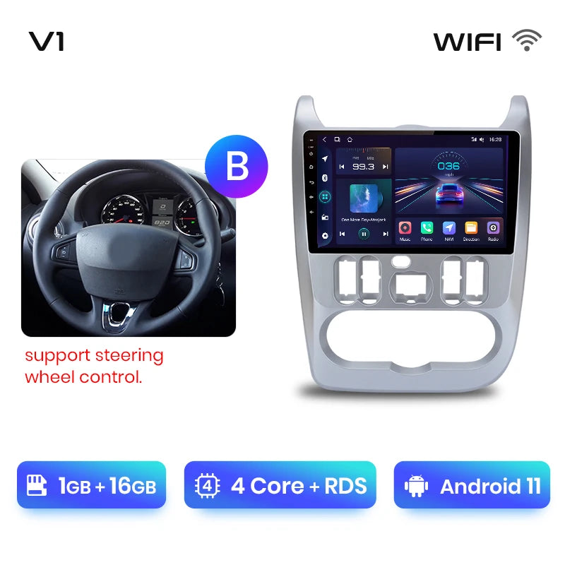 Junsun V1pro 2 din Android Auto Radio for Renault Logan 1 Sandero 2009-2013 Dacia Duster Carplay 4G Car Multimedia GPS autoradio
