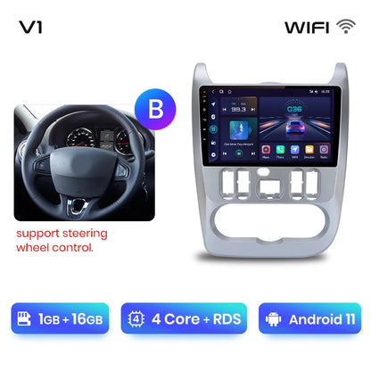 Junsun V1pro 2 din Android Auto Radio for Renault Logan 1 Sandero 2009-2013 Dacia Duster Carplay 4G Car Multimedia GPS autoradio