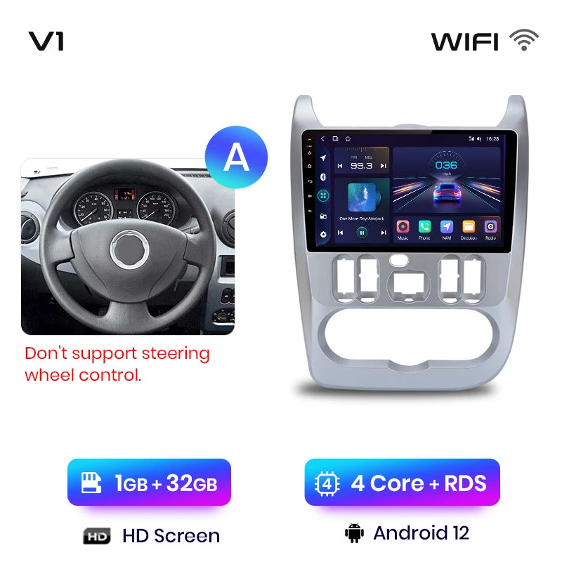 Junsun V1pro 2 din Android Auto Radio for Renault Logan 1 Sandero 2009-2013 Dacia Duster Carplay 4G Car Multimedia GPS autoradio