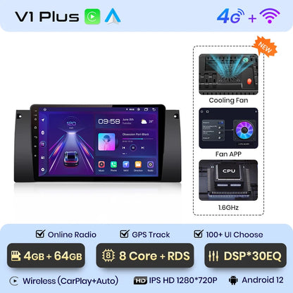 Junsun V1pro AI Voice 2 din Android Auto Radio For BMW 5 E39 1995 - 2003  E53 X5 M5 Carplay 4G Car Multimedia GPS 2din autoradio