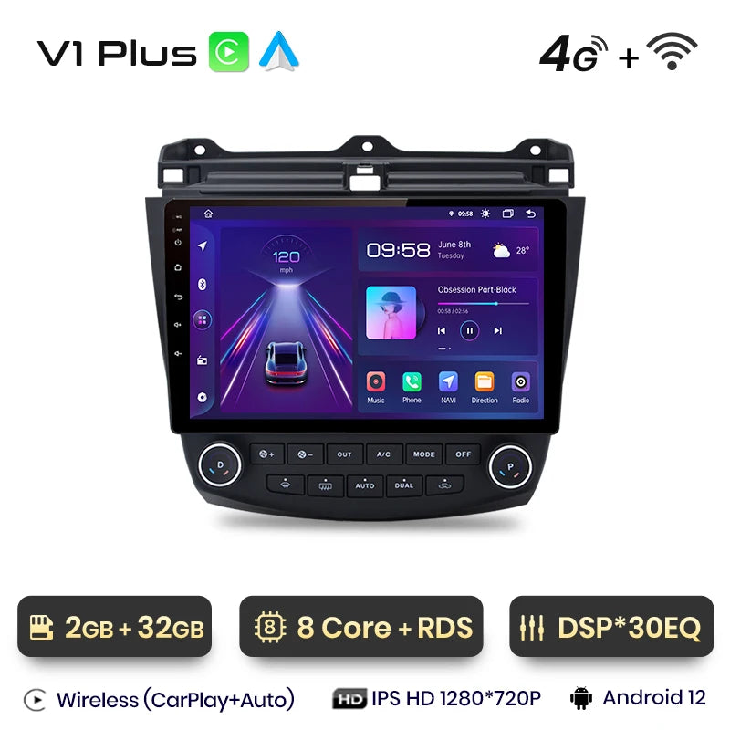 Junsun V1pro AI Voice 2 din Android Auto Radio For Honda Accord 7 2003-2008 Carplay 4G Car Multimedia GPS 2din autoradio