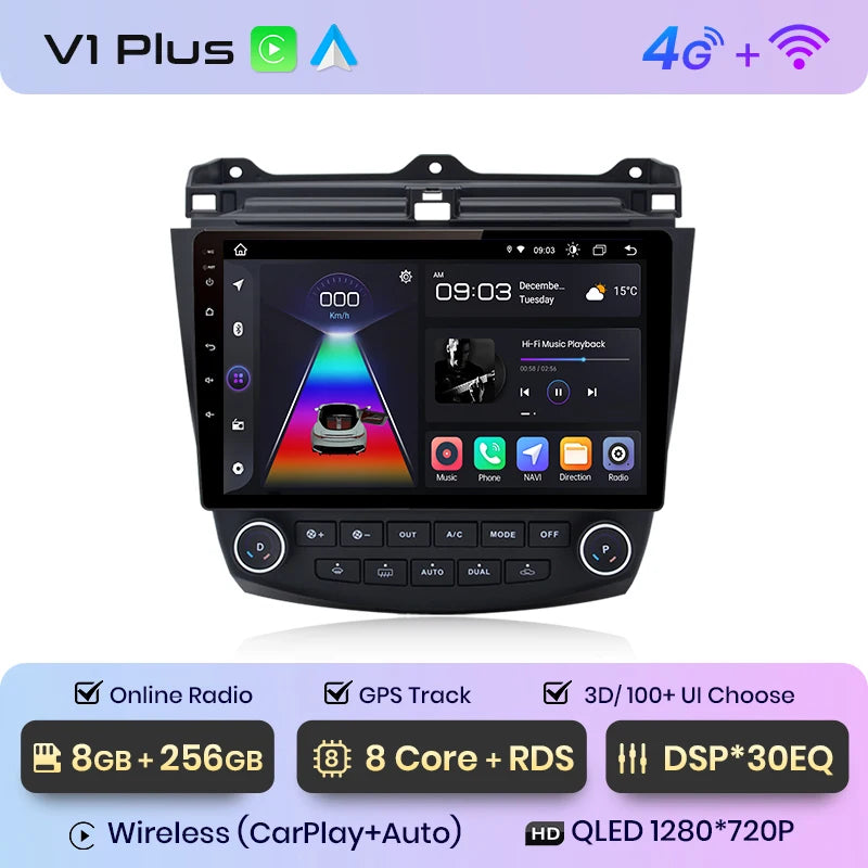 Junsun V1pro AI Voice 2 din Android Auto Radio For Honda Accord 7 2003-2008 Carplay 4G Car Multimedia GPS 2din autoradio