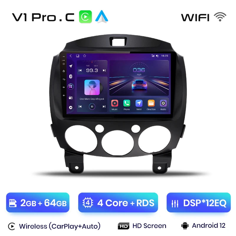 Junsun V1pro AI Voice 2 din Android Auto Radio For MAZDA 2 Mazda2 2007-2014 Carplay 4G Car Multimedia GPS 2din autoradio