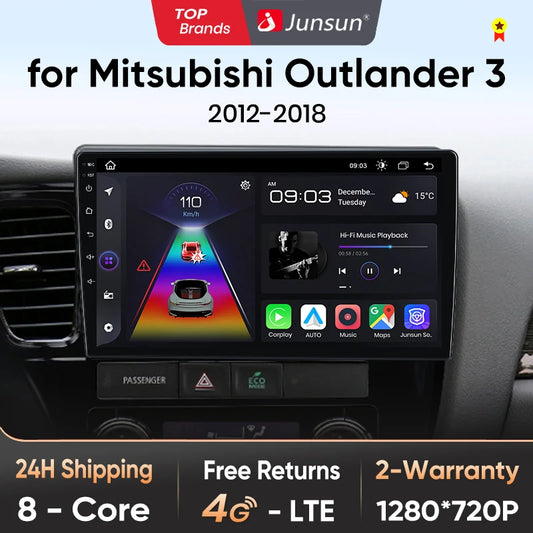 Junsun V1pro AI Voice 2 DIN Android Auto Radio para Mitsubishi Outlander 3 GF0W GG0W 2012-2018 Carplay Autoradio multimedia para coche 