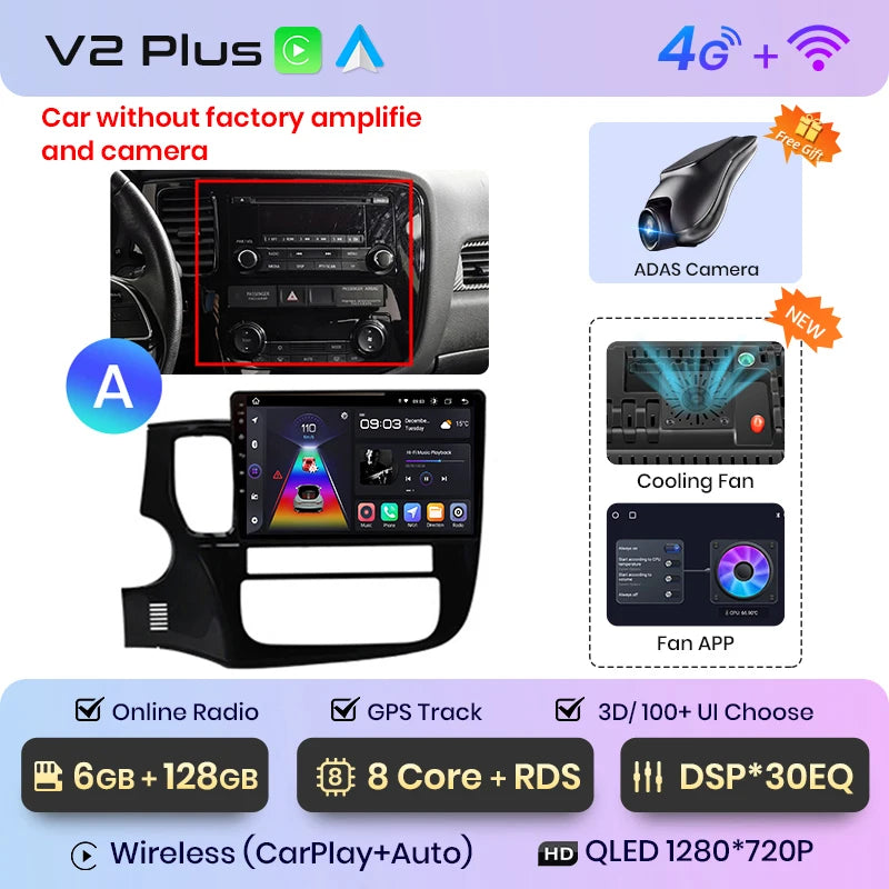 Junsun V1pro AI Voice 2 din Android Auto Radio For Mitsubishi Outlander 3 GF0W GG0W 2012-2018 Carplay Car Multimedia autoradio