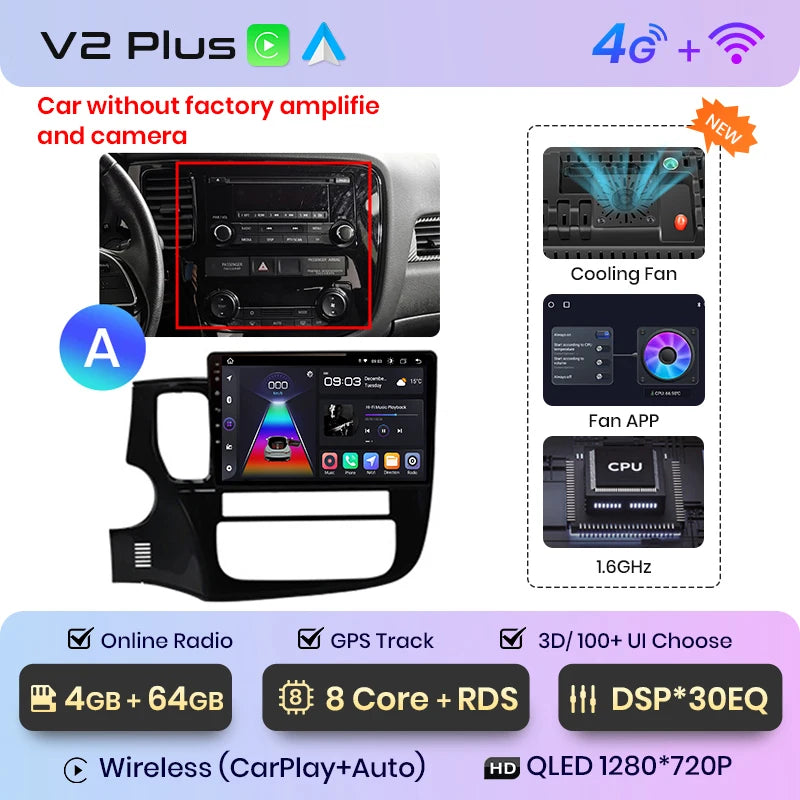 Junsun V1pro AI Voice 2 din Android Auto Radio For Mitsubishi Outlander 3 GF0W GG0W 2012-2018 Carplay Car Multimedia autoradio