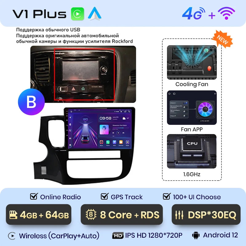 Junsun V1pro AI Voice 2 din Android Auto Radio For Mitsubishi Outlander 3 GF0W GG0W 2012-2018 Carplay Car Multimedia autoradio