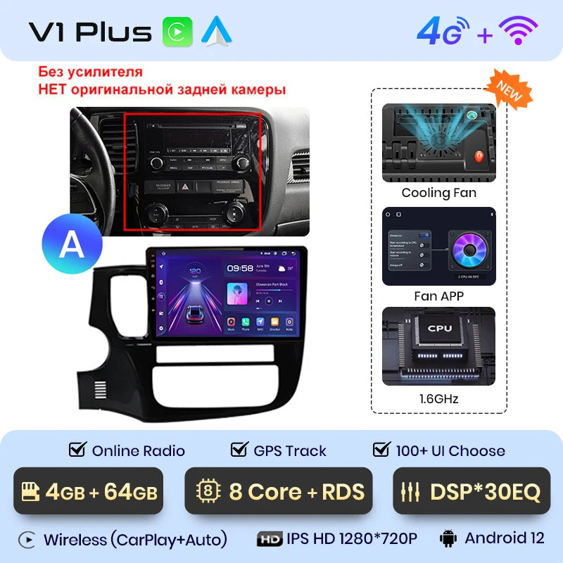 Junsun V1pro AI Voice 2 din Android Auto Radio For Mitsubishi Outlander 3 GF0W GG0W 2012-2018 Carplay Car Multimedia autoradio
