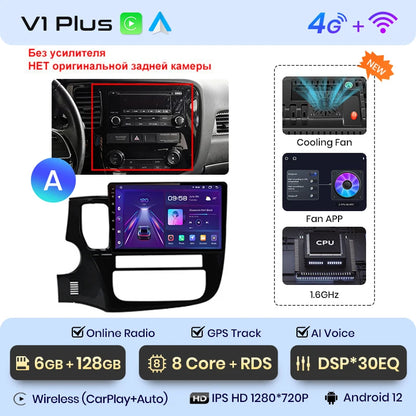 Junsun V1pro AI Voice 2 din Android Auto Radio For Mitsubishi Outlander 3 GF0W GG0W 2012-2018 Carplay Car Multimedia autoradio