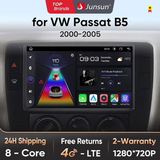Junsun V1pro AI Voice 2 din Android Auto Radio For Passat B5 2000 2001 2002 - 2005 Carplay 4G Car Multimedia GPS 2din autoradio