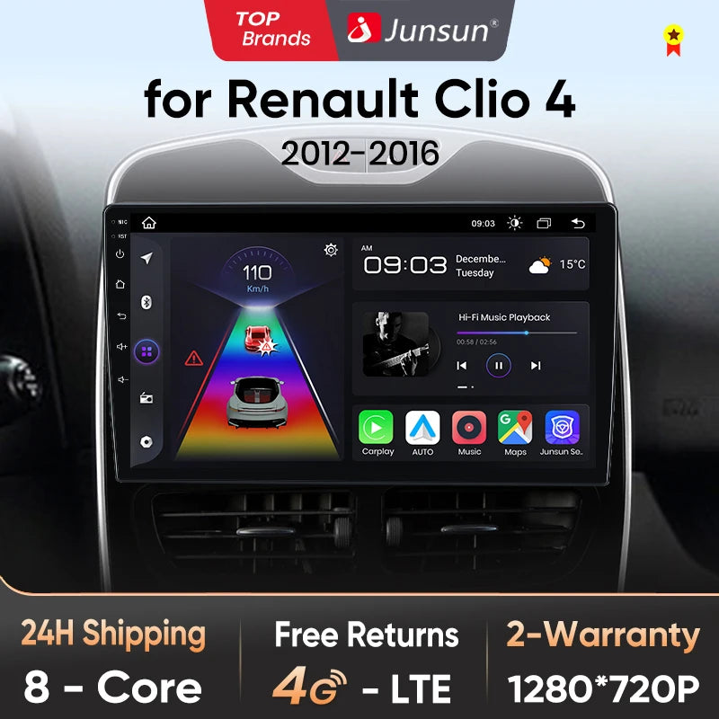 Junsun V1pro AI Voice 2 din Android Auto Radio For Renault Clio 4 ZOE 2012-2016 Carplay 4G Car Multimedia GPS 2din autoradio