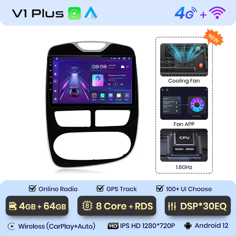 Junsun V1pro AI Voice 2 din Android Auto Radio For Renault Clio 4 ZOE 2012-2016 Carplay 4G Car Multimedia GPS 2din autoradio