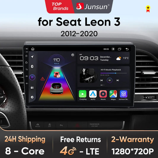 Junsun V1pro Android Autoradio für Seat Leon MK3 2012-2020 Drahtloses Carplay 4G Auto Multimedia GPS 2din Autoradio 