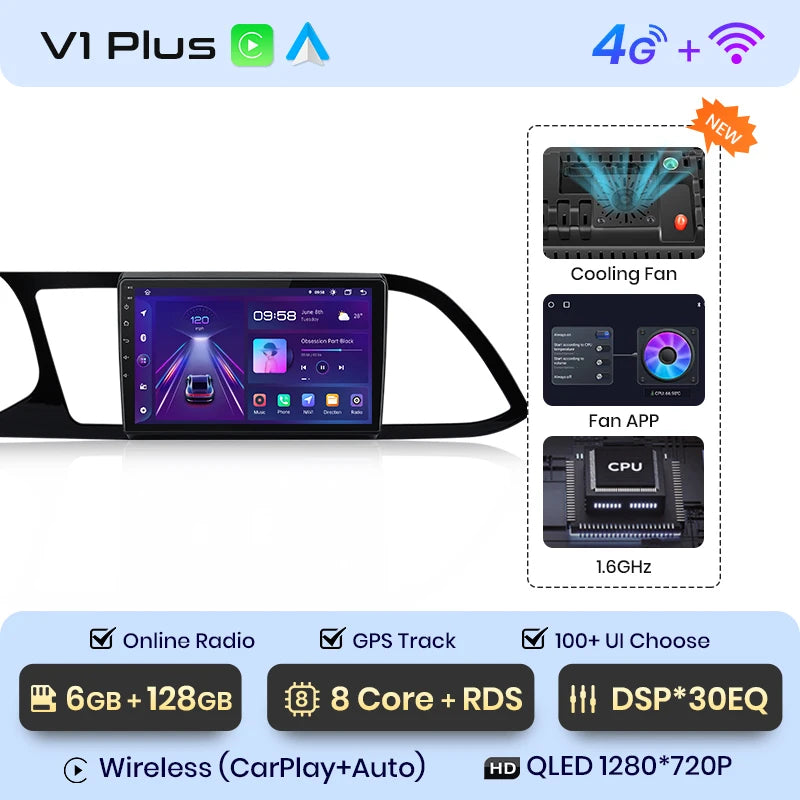 Junsun V1pro Android Auto Radio for Seat Leon MK3 2012-2020 Wireless Carplay 4G Car Multimedia GPS 2din autoradio