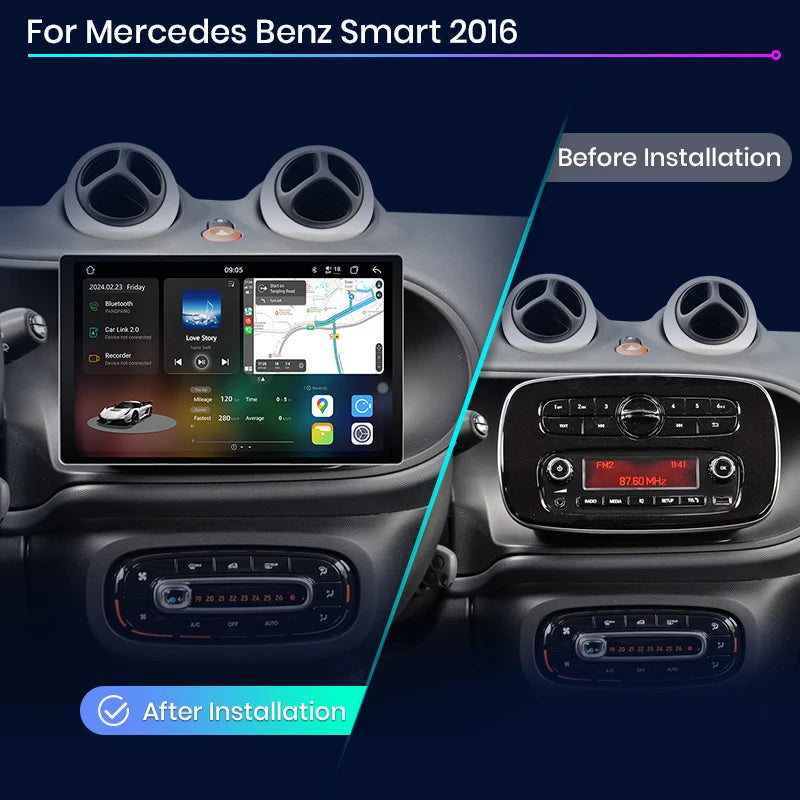 Junsun V3 Plus 2K Android 13 Wireless CarPlay Android Auto Car Intelligent Systems for Mercedes Benz Smart 2016 Autoradio