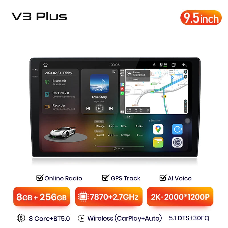 Junsun V3 Plus 2K Android 13 CarPlay inalámbrico Android Auto Sistemas inteligentes para Nissan Juke YF15 2010-2014 Autoradio 