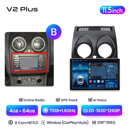 Junsun V3 Plus 2K Android 13 Wireless CarPlay Android Auto Car Intelligent Systems for Nissan Qashqai J10 2006 - 2013 Autoradio