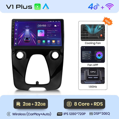Junsun Wireless CarPlay Android Auto Car Radio For Peugeot 108 For Toyota Aygo B40 2014-2021 GPS Intelligent Systems Autoradio