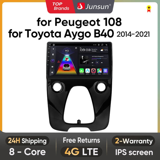 Junsun Wireless CarPlay Android Auto Car Radio For Peugeot 108 For Toyota Aygo B40 2014-2021 GPS Intelligent Systems Autoradio