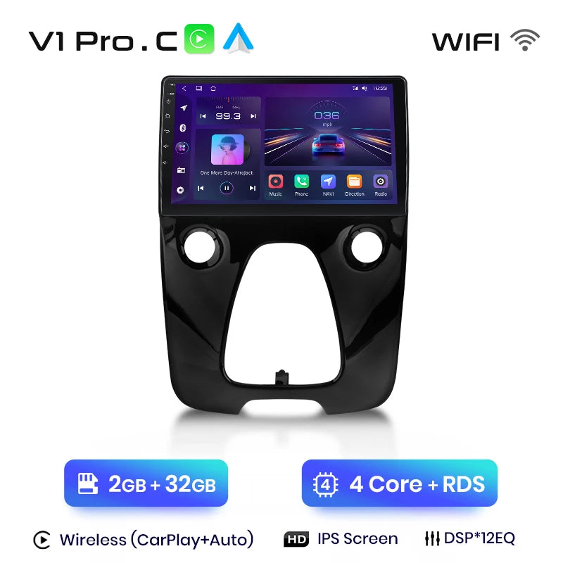 Junsun Wireless CarPlay Android Auto Car Radio For Peugeot 108 For Toyota Aygo B40 2014-2021 GPS Intelligent Systems Autoradio