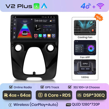Junsun Wireless CarPlay Android Auto Car Radio For Peugeot 108 For Toyota Aygo B40 2014-2021 GPS Intelligent Systems Autoradio