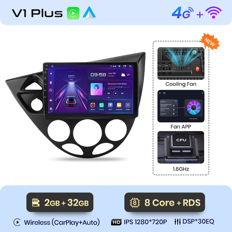 Junsun Wireless CarPlay Android Auto Car Radio for Ford Fiesta 1995-2001 Focus Mk1 1998-2004 Car Intelligent Systems Autoradio