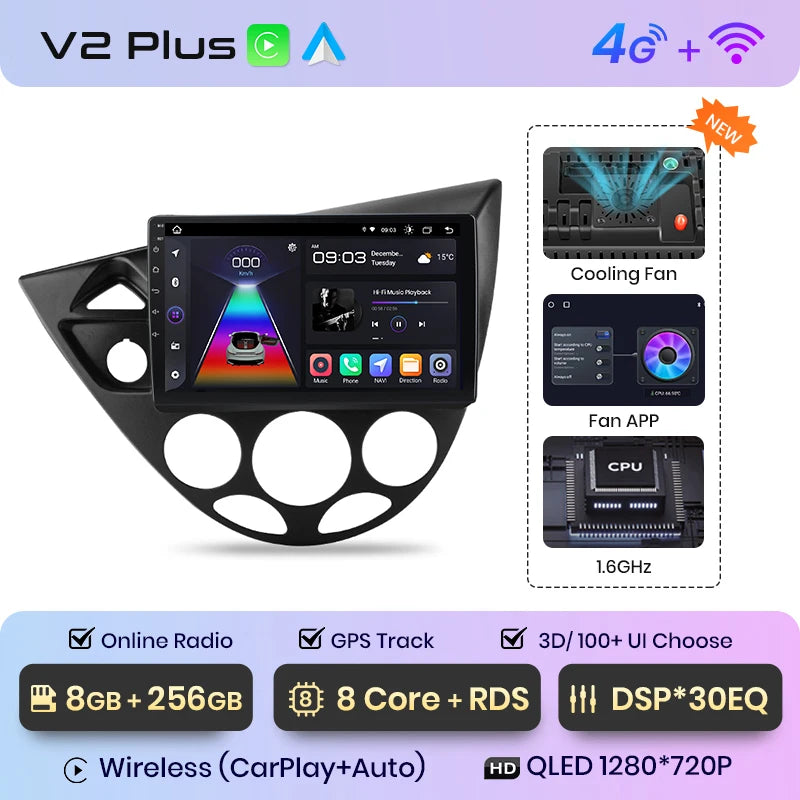 Junsun Wireless CarPlay Android Auto Car Radio for Ford Fiesta 1995-2001 Focus Mk1 1998-2004 Car Intelligent Systems Autoradio