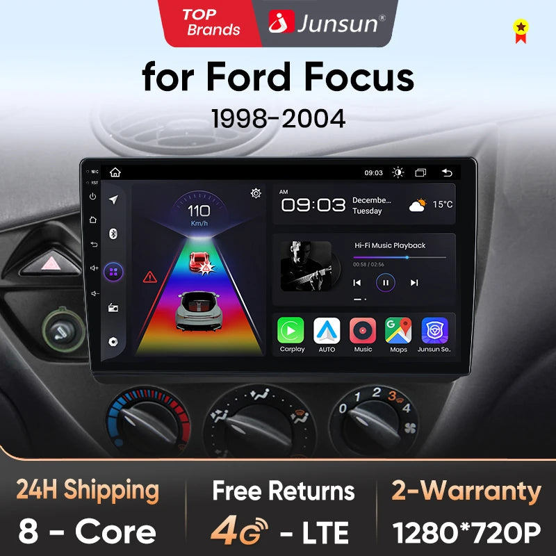 Junsun Wireless CarPlay Android Auto Car Radio for Ford Fiesta 1995-2001 Focus Mk1 1998-2004 Car Intelligent Systems Autoradio