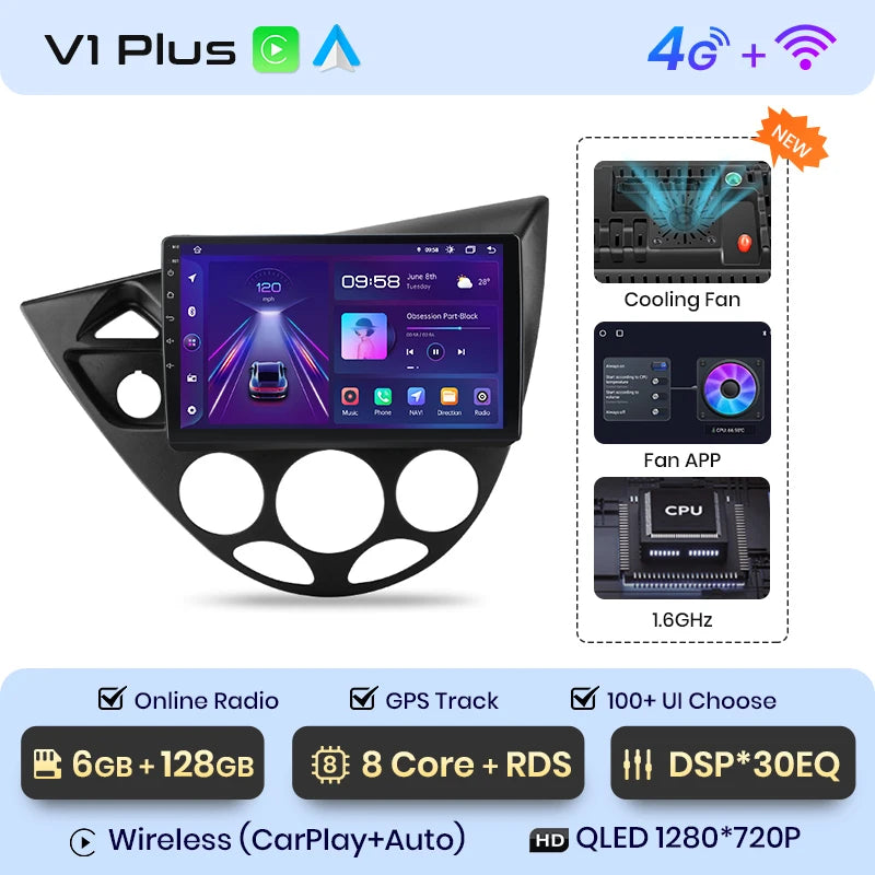 Junsun Wireless CarPlay Android Auto Car Radio for Ford Fiesta 1995-2001 Focus Mk1 1998-2004 Car Intelligent Systems Autoradio
