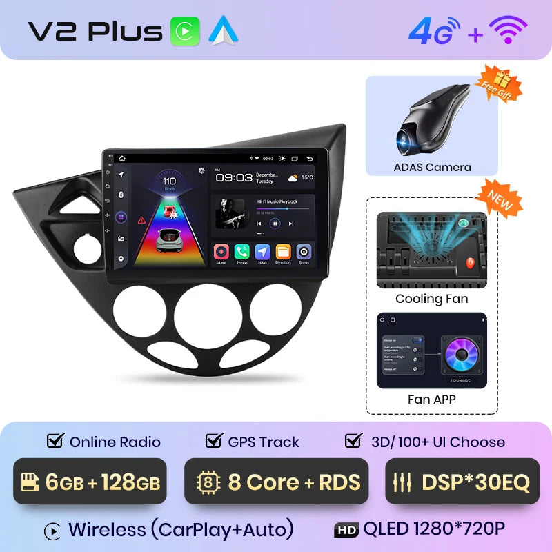 Junsun Wireless CarPlay Android Auto Car Radio for Ford Fiesta 1995-2001 Focus Mk1 1998-2004 Car Intelligent Systems Autoradio