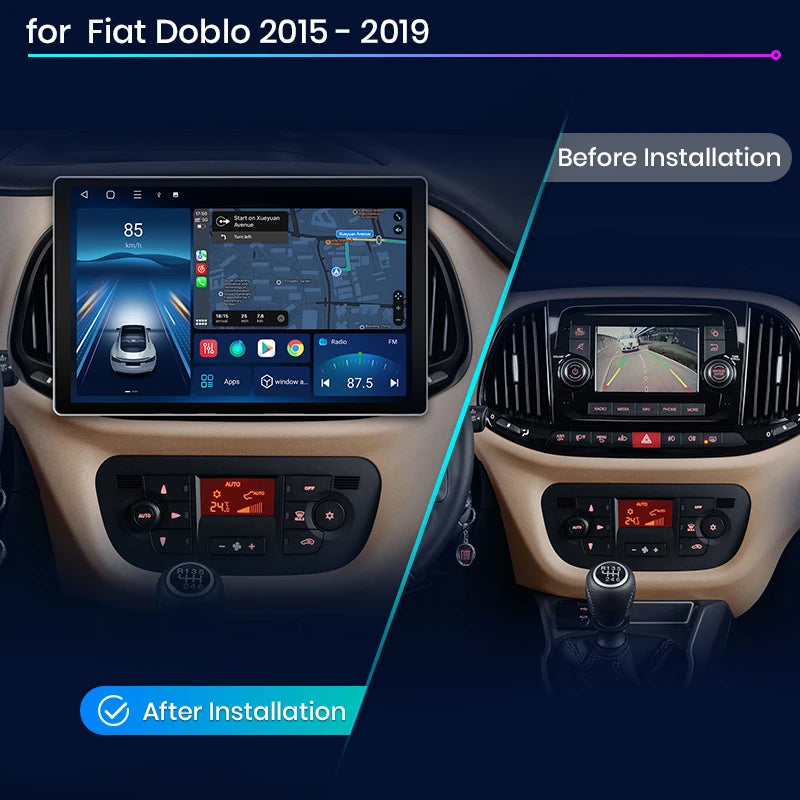 Junsun X7 MAX 13,1“ 2K AI Voice Wireless CarPlay Android Auto Autoradio für Fiat Doblo 2015 - 2019 Multimedia-Autoradio 