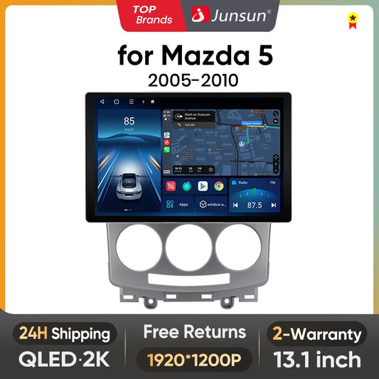 Junsun X7 MAX 13,1“ 2K AI Voice Wireless CarPlay Android Auto Autoradio für Mazda 5 2005-2010 Multimedia-Autoradio