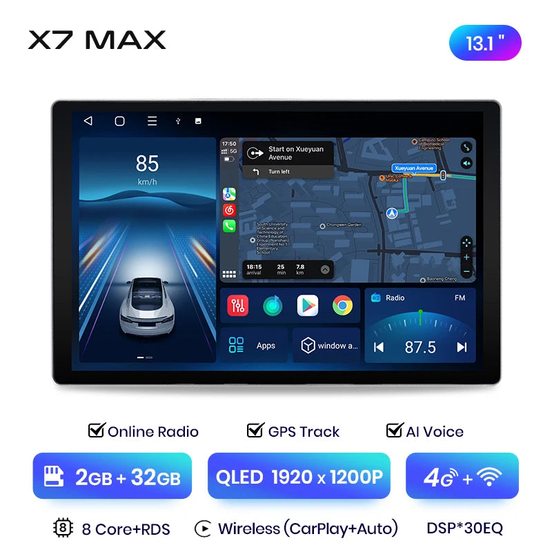 Junsun X7 MAX 13,1“ 2K AI Voice Wireless CarPlay Android Auto Autoradio für Mazda 5 2005-2010 Multimedia-Autoradio