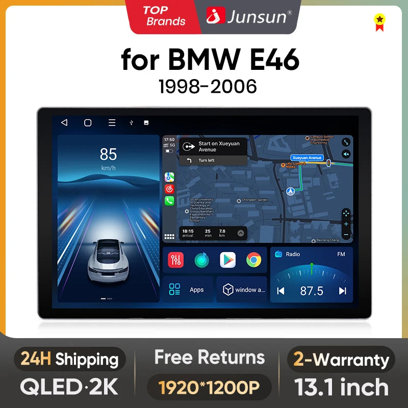 Junsun X7 MAX 2K HD Screen Wireless CarPlay Auto Car Radio for BMW E46 M3 318/320/325/330/335 Car Multimedia GPS 2din autoradio - Junsun Official Store