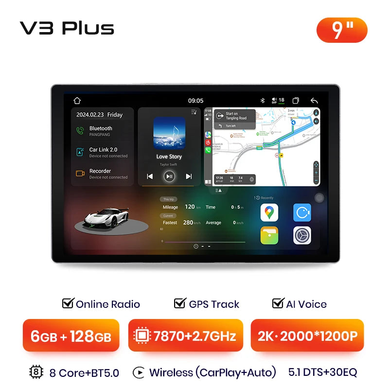 Junsun X7 MAX 2K HD Screen Wireless CarPlay Auto Car Radio for BMW E46 M3 318/320/325/330/335 Car Multimedia GPS 2din autoradio