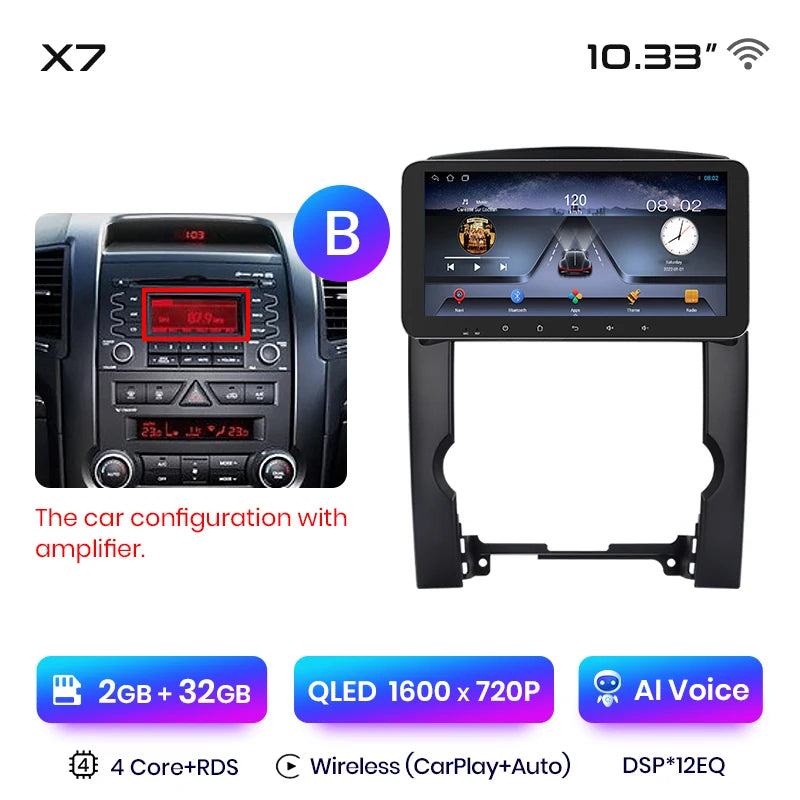 Junsun X7 MAX 2K HD Screen Wireless CarPlay Auto Car Radio for Kia Sorento 2 XM 2009 - 2012 Car Multimedia GPS 2din autoradio