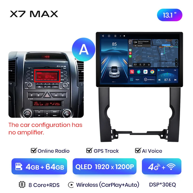 Junsun X7 MAX 2K HD Screen Wireless CarPlay Auto Car Radio for Kia Sorento 2 XM 2009 - 2012 Car Multimedia GPS 2din autoradio