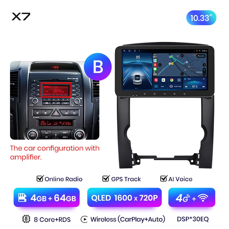 Junsun X7 MAX 2K HD Screen Wireless CarPlay Auto Car Radio for Kia Sorento 2 XM 2009 - 2012 Car Multimedia GPS 2din autoradio