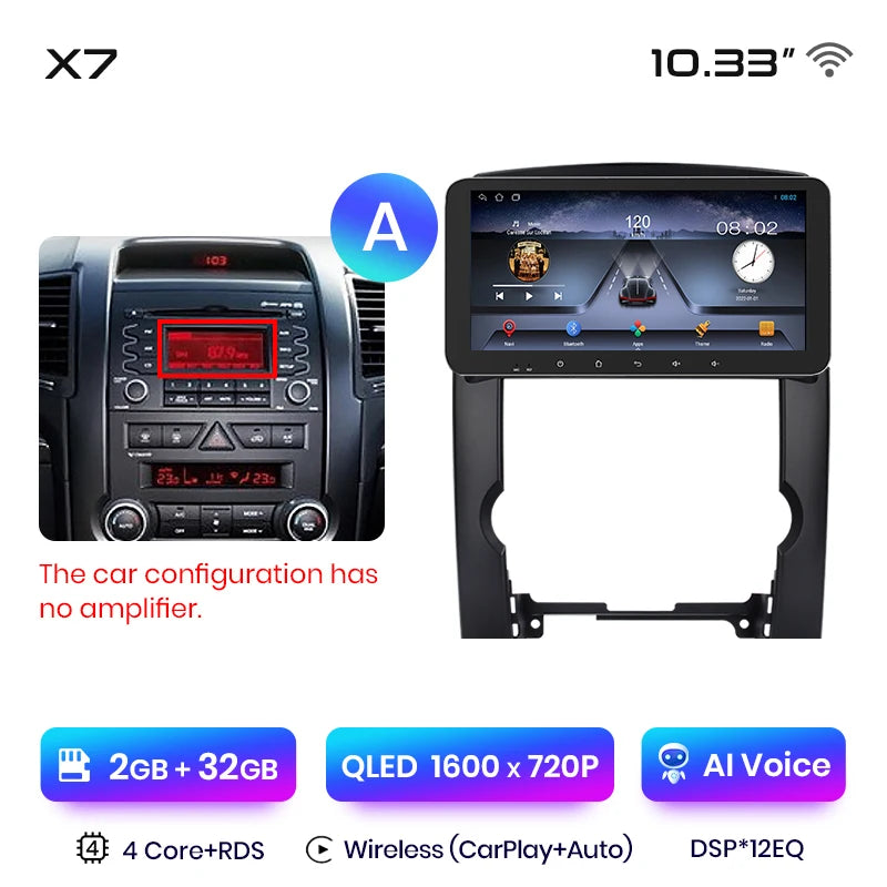 Junsun X7 MAX 2K HD Screen Wireless CarPlay Auto Car Radio for Kia Sorento 2 XM 2009 - 2012 Car Multimedia GPS 2din autoradio