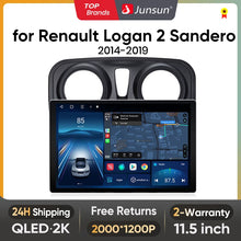 Junsun X7 PRO 11.5" 2K Radio de coche inalámbrica CarPlay Android Auto para Renault Logan 2 Sandero 2014-2019 Autorradio multimedia 