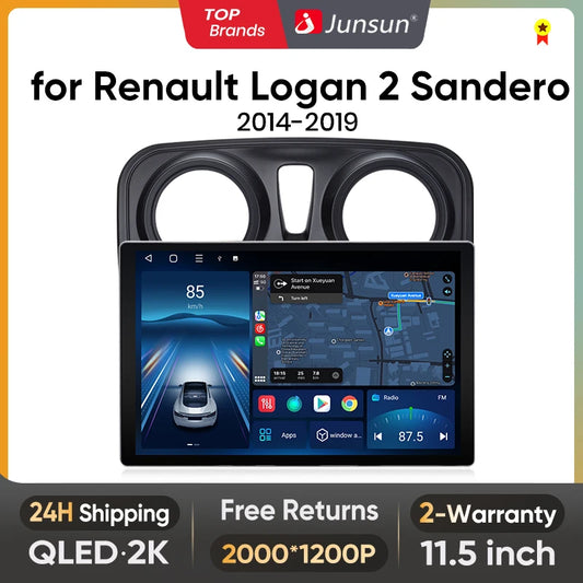 Junsun X7 PRO 11,5“ 2K Wireless CarPlay Android Auto Autoradio für Renault Logan 2 Sandero 2014-2019 Multimedia-Autoradio 
