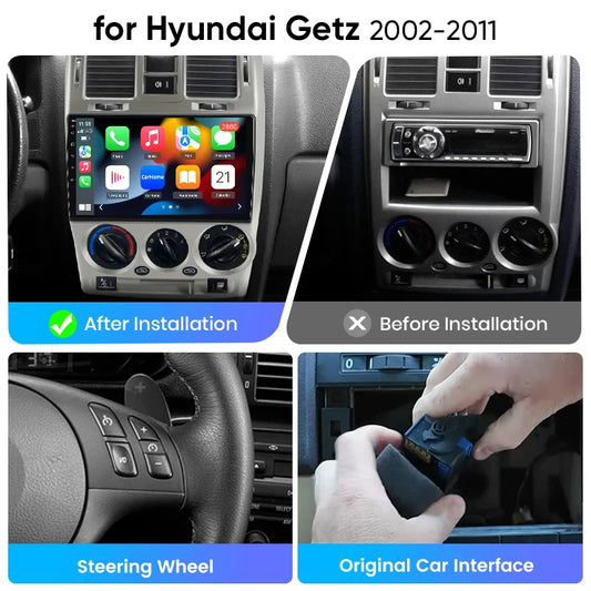 Junsun eSIM Wireless CarPlay Android Auto For Hyundai Getz 2002 2003 2004-2011  2 Din Autoradio RDS BT DSP auto accessories