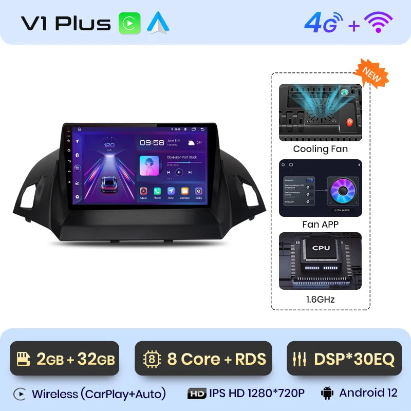 Junsun V1 pro 2 din Android Auto Radio For Ford Escape Kuga 2 C-MAX 2013-2016 Carplay 4G Car Multimedia GPS 2din autoradio