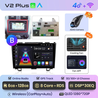 Junsun V1 Wireless CarPlay Android Auto Car Radio for Honda CR-V 3 RE CRV 2007-2011 GPS Car Intelligent Systems Smart Autoradio