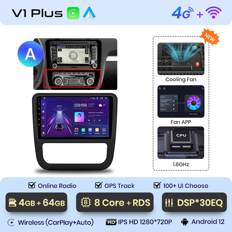 Junsun V1pro AI Voice 2 din Android Auto Radio For VW Volkswagen Scirocco 2008-2013 Carplay 4G Car Multimedia GPS 2din autoradio