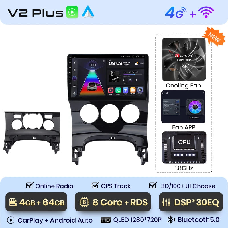 Junsun V1 Plus Car Radio For Peugeot 3008 2009 - 2015 wireless CarPlay Android Auto car intelligent systems No 2 din 2din DVD - Junsun Official Store