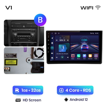 Junsun V1 AI Voice Wireless CarPlay Android Auto Radio For Audi A4 B6 2000-2009 Car Multimedia GPS 2din autoradio